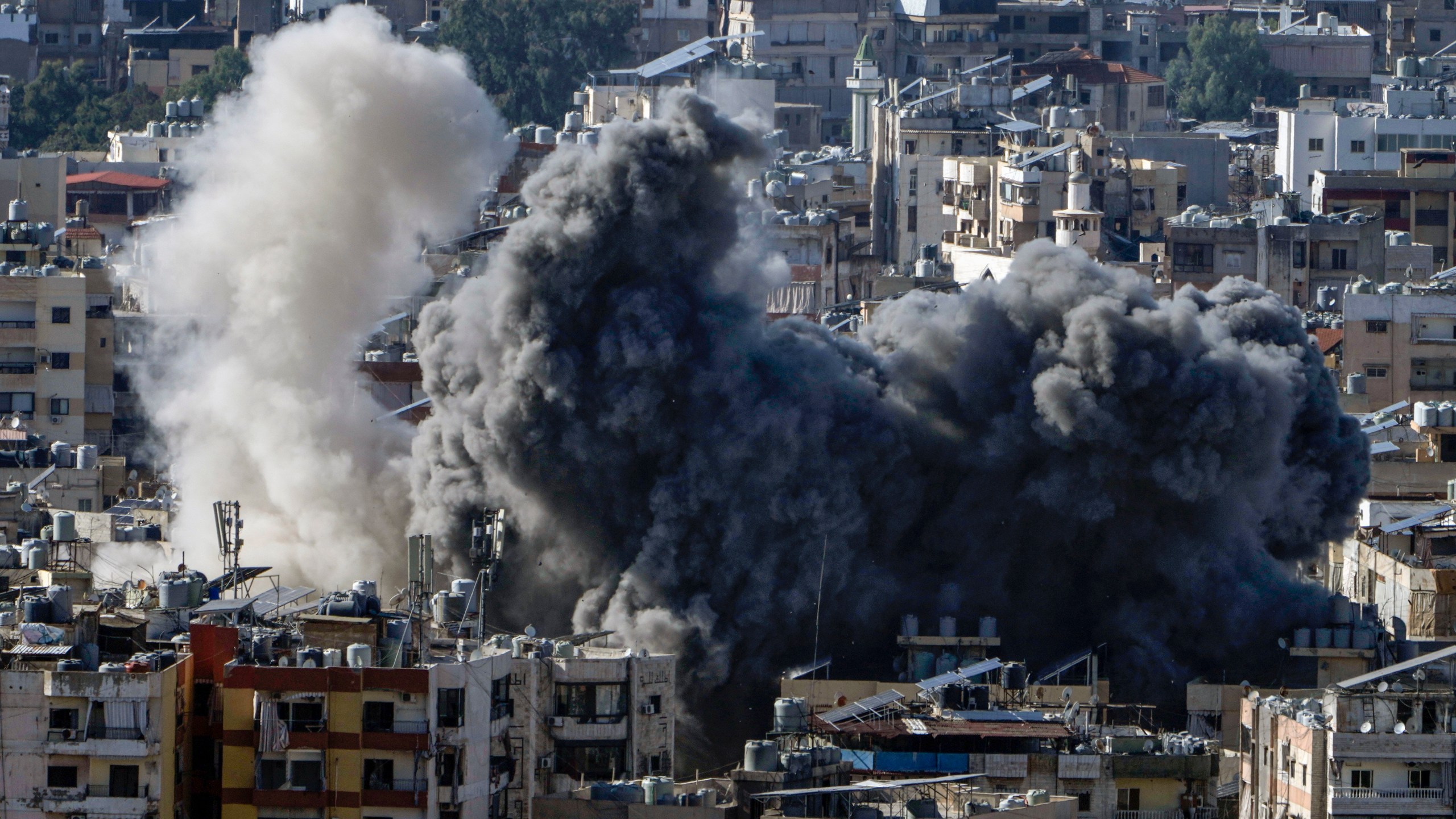 Smoke rises after an Israeli airstrike on Dahiyeh, in the southern suburb of Beirut, Lebanon, Saturday, Nov. 16, 2024. (AP Photo/Bilal Hussein)