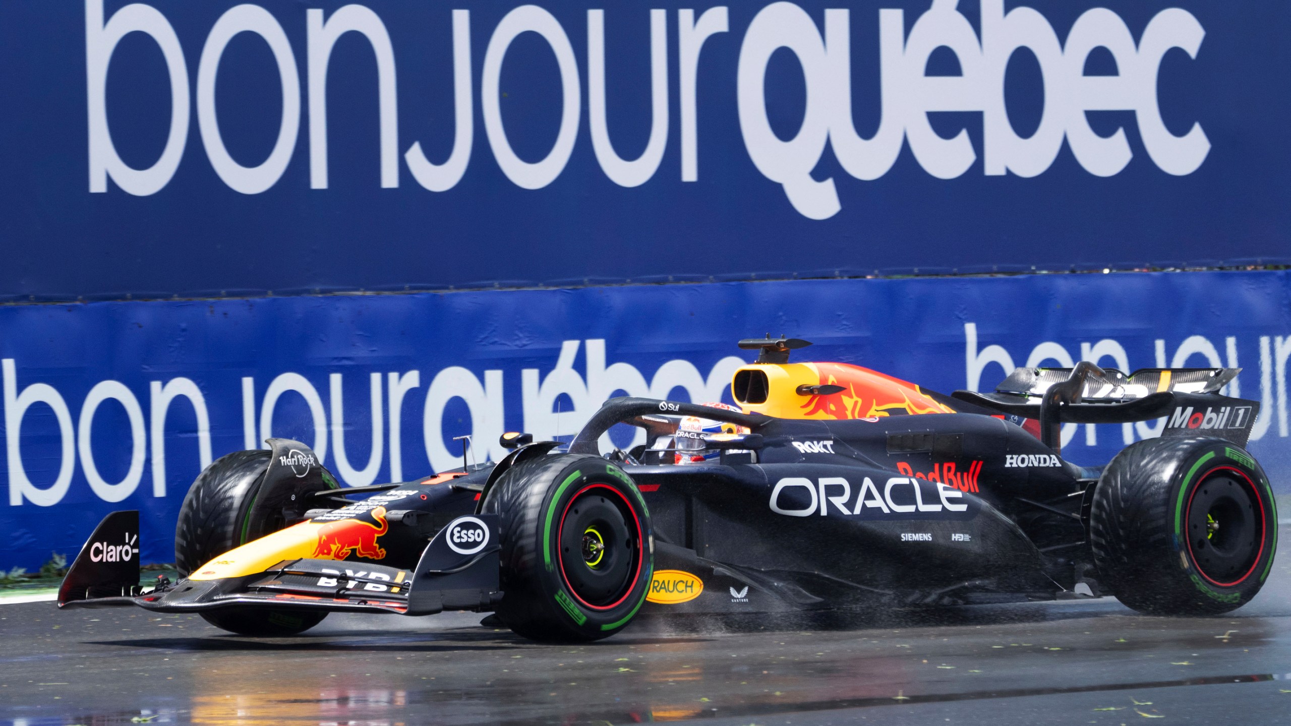 FILE - Red Bull Racing driver Max Verstappen, of the Netherlands, goes through the final chicane during practice for the Formula 1 Canadian Grand Prix auto race Friday, June 7, 2024, in Montreal. (Ryan Remiorz/The Canadian Press via AP, File)