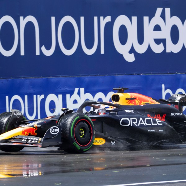 FILE - Red Bull Racing driver Max Verstappen, of the Netherlands, goes through the final chicane during practice for the Formula 1 Canadian Grand Prix auto race Friday, June 7, 2024, in Montreal. (Ryan Remiorz/The Canadian Press via AP, File)