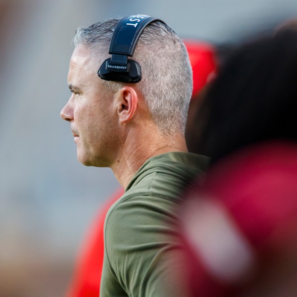 Florida State head coach Mike Norvell looks on during the second half of an NCAA college football game against North Carolina, Saturday, Nov. 2, 2024, in Tallahassee, Fla. (AP Photo/Colin Hackley)