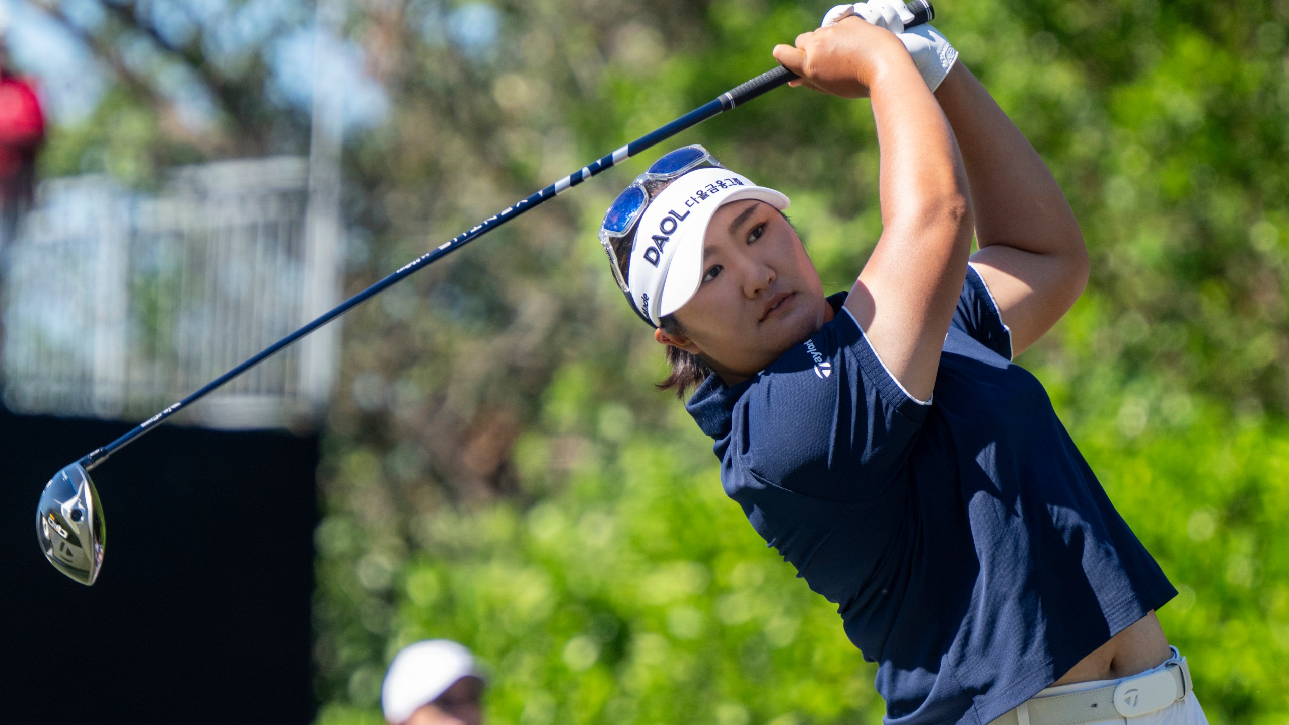 Hadrian Ryu tees off on the first hole during the first round of the LPGA CME Group Tour Championship golf tournament Thursday, Nov. 21, 2024, in Naples, Fla. (AP Photo/Chris Tilley)