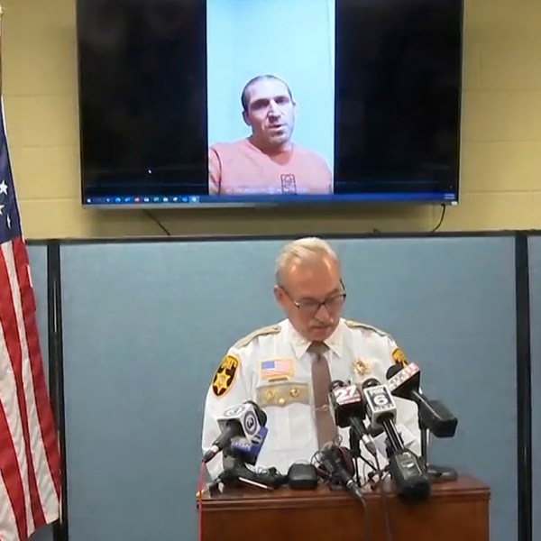 This still image provided by Green Lake County Sheriff's Office, Sheriff Mark Podoll holds a news conference regarding Ryan Borgwardt, who faked his own drowning this summer on Thursday, Nov. 21, 2024 in Green Lake, Wis. (Green Lake County Sheriff's Office via AP)