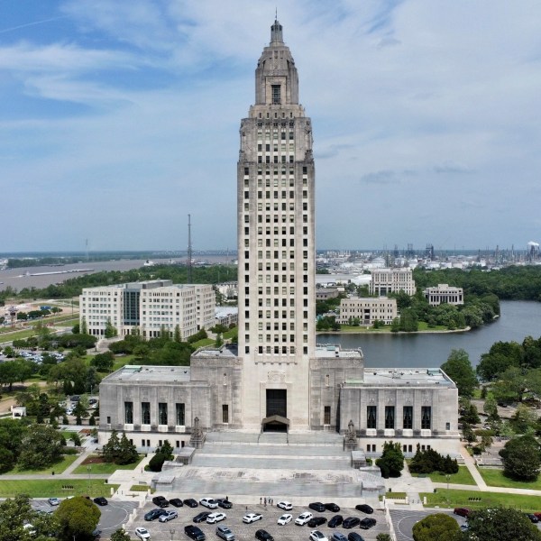 FILE - The Louisiana state Capitol stands on April 4, 2023, in Baton Rouge, La. (AP Photo/Stephen Smith, File)