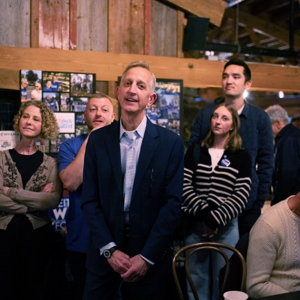 Portland mayoral candidate Keith Wilson on election night at Old Town Brewing in Portland, Ore., Tuesday, Nov. 5, 2024. (Beth Nakamura/The Oregonian via AP, File)