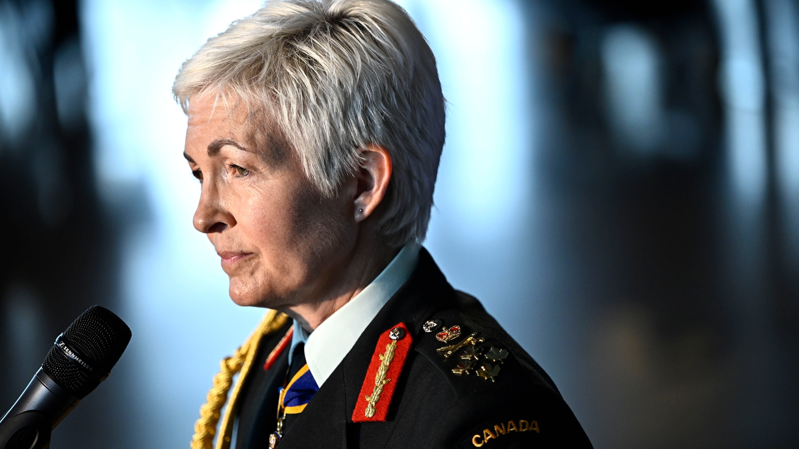 FILE - Gen. Jennie Carignan, Chief of the Defense Staff, participates in a media availability after a change of command ceremony at the Canadian War Museum in Ottawa, Ontario, Thursday, July 18, 2024. (Justin Tang/The Canadian Press via AP, File)