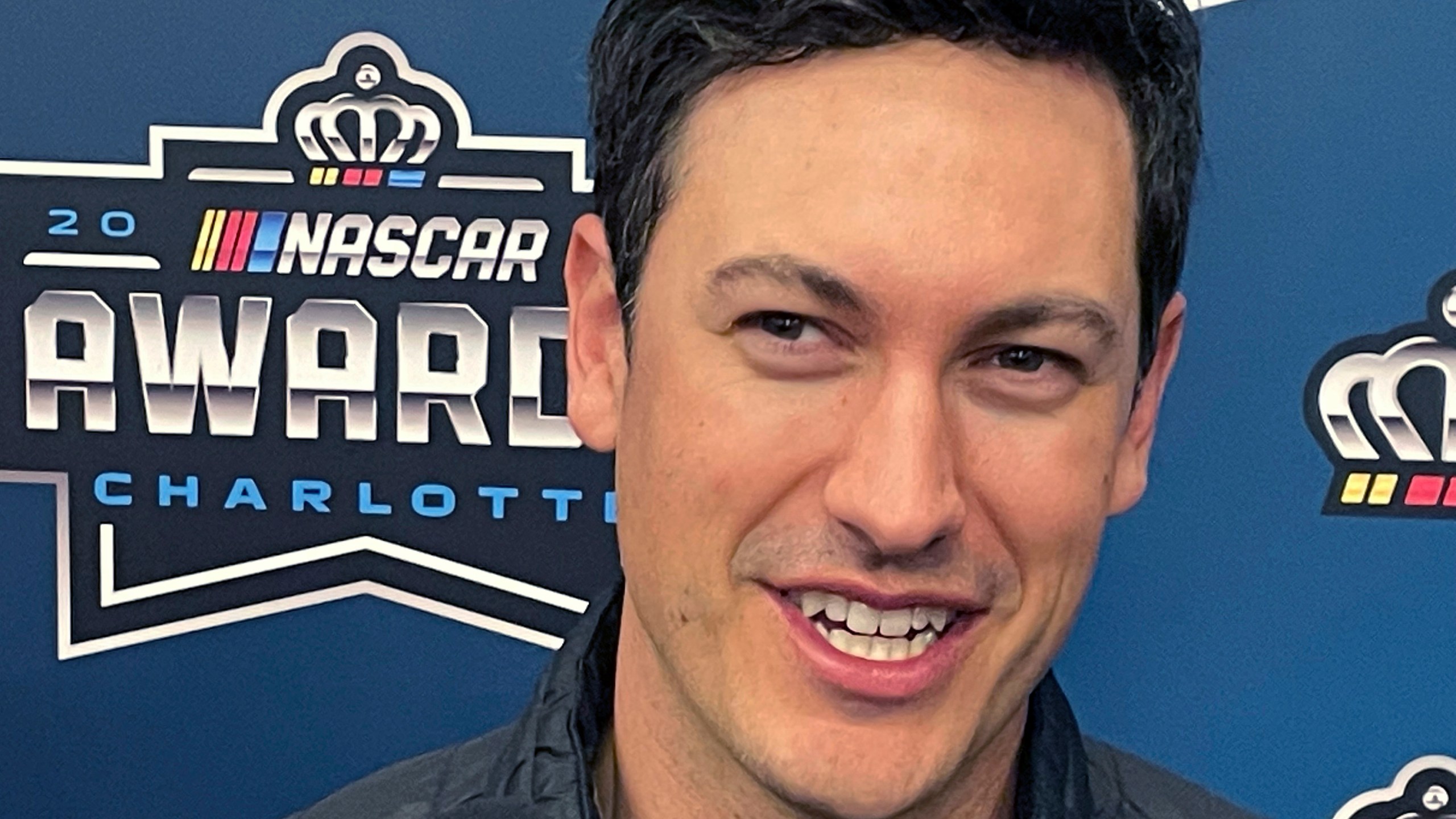 NASCAR champion Joey Logano speaks ahead of the NASCAR awards in Charlotte, N.C., on Friday, Nov. 22, 2024. (AP Photo/Steve Reed)