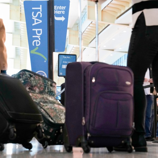 FILE - As the Thanksgiving holiday approaches, travelers walk through Reagan Washington National Airport in Arlington, Va., on Nov. 22, 2023. (AP Photo/Susan Walsh, File)