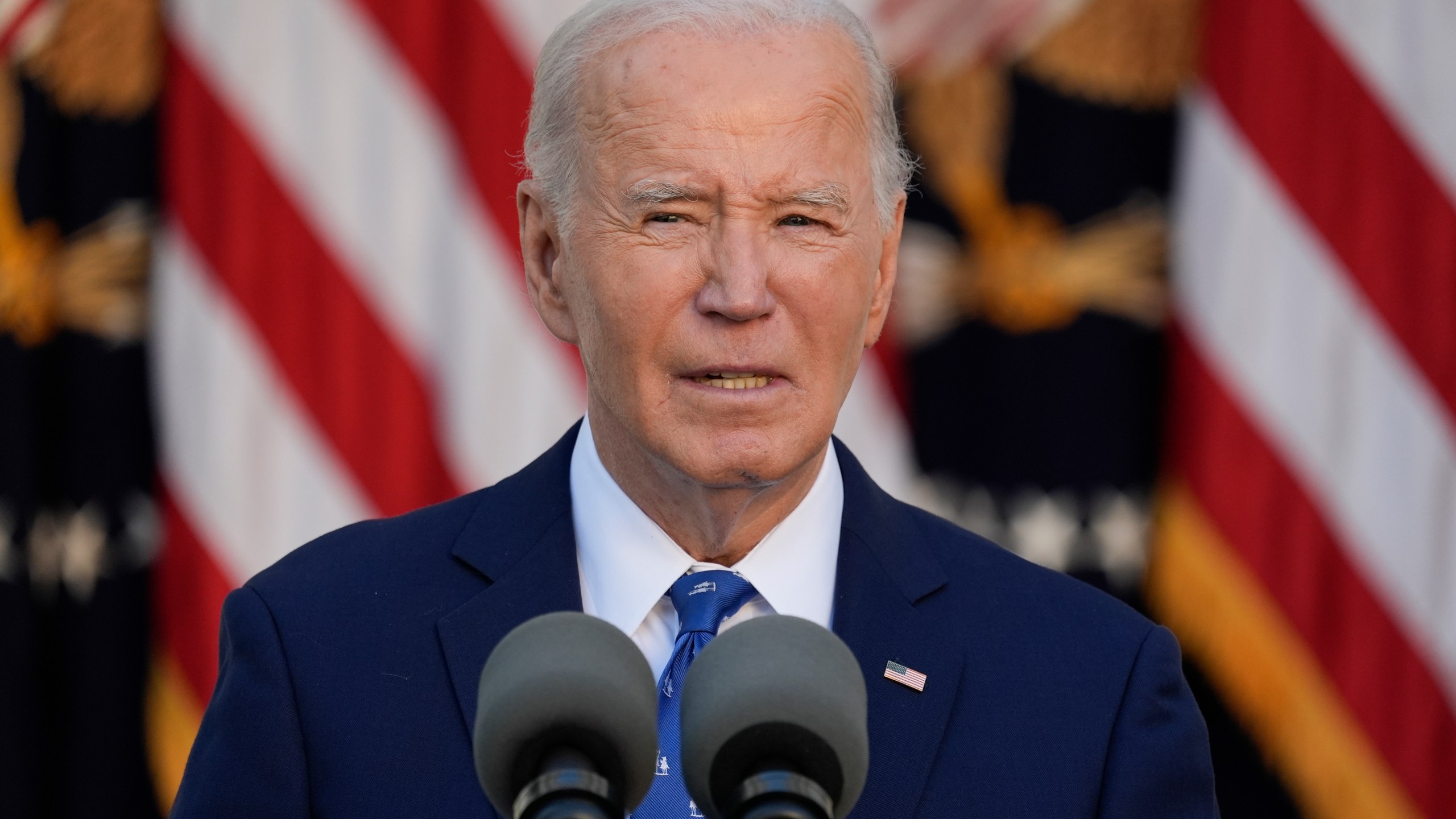 President Joe Biden speaks in the Rose Garden at the White House, Tuesday, Nov. 26, 2024, in Washington. (AP Photo/Manuel Balce Ceneta)