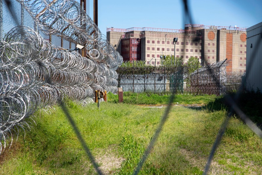 FILE - The Rikers Island jail complex is shown in the Bronx borough of New York, on Tuesday, May 7, 2024. (AP Photo/Ted Shaffrey, File)