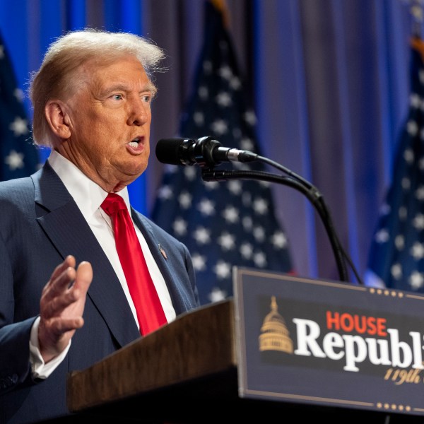 FILE - President-elect Donald Trump speaks at meeting of the House GOP conference, Nov. 13, 2024, in Washington. (AP Photo/Alex Brandon, File)