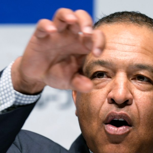 Los Angeles Dodgers manager Dave Roberts attends a press conference on the commercials he appears Wednesday, Dec. 4, 2024, in Tokyo. (AP Photo/Eugene Hoshiko)