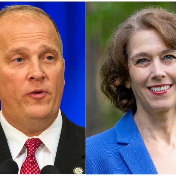 FILE - This combination of file photos shows former Republican attorney general Brad Schimel and Susan Crawford. (AP Photo/Susan Crawford for Wisconsin, File)