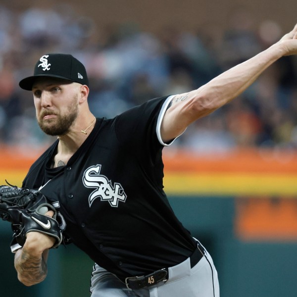 FILE - Chicago White Sox's Garrett Crochet pitches against the Detroit Tigers during the second inning of a baseball game Sept. 27, 2024, in Detroit. (AP Photo/Duane Burleson, File)