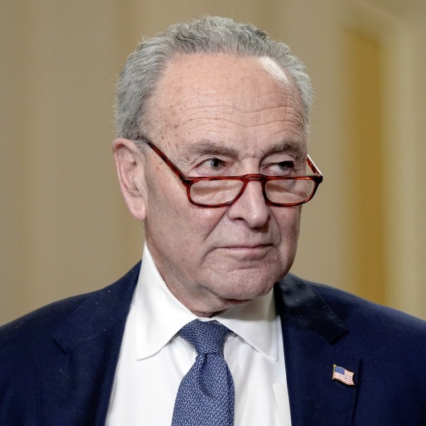 Sen. Majority Leader Chuck Schumer, D-N.Y., listens during a news conference after a policy luncheon on Capitol Hill Tuesday, Dec. 3, 2024, in Washington. (AP Photo/Mariam Zuhaib)