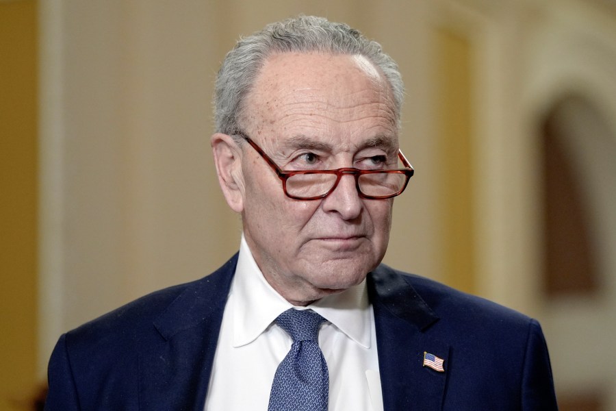 Sen. Majority Leader Chuck Schumer, D-N.Y., listens during a news conference after a policy luncheon on Capitol Hill Tuesday, Dec. 3, 2024, in Washington. (AP Photo/Mariam Zuhaib)