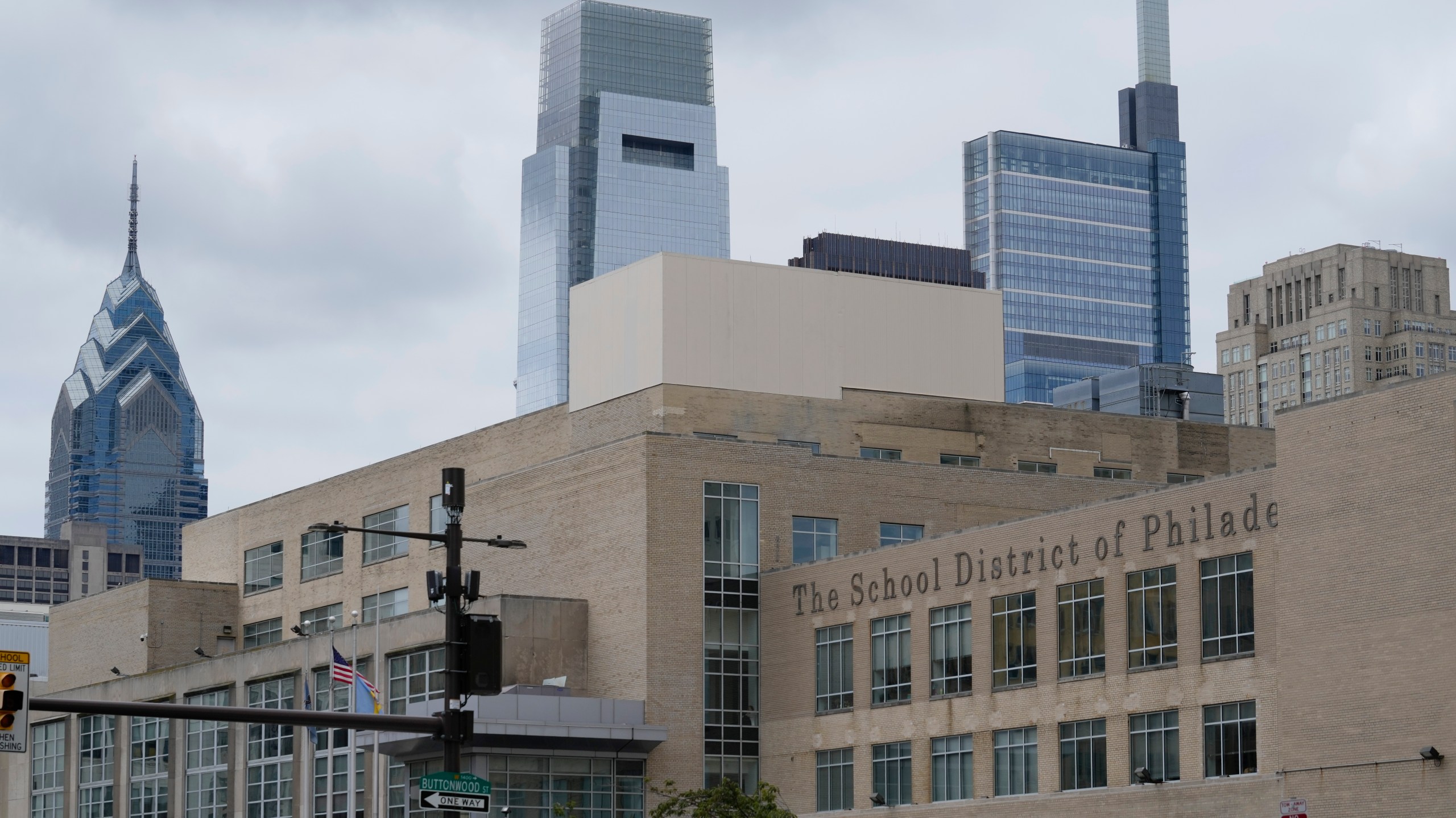 FILE - The School District of Philadelphia headquarters are shown in Philadelphia, Tuesday, July 23, 2024. (AP Photo/Matt Rourke, File)