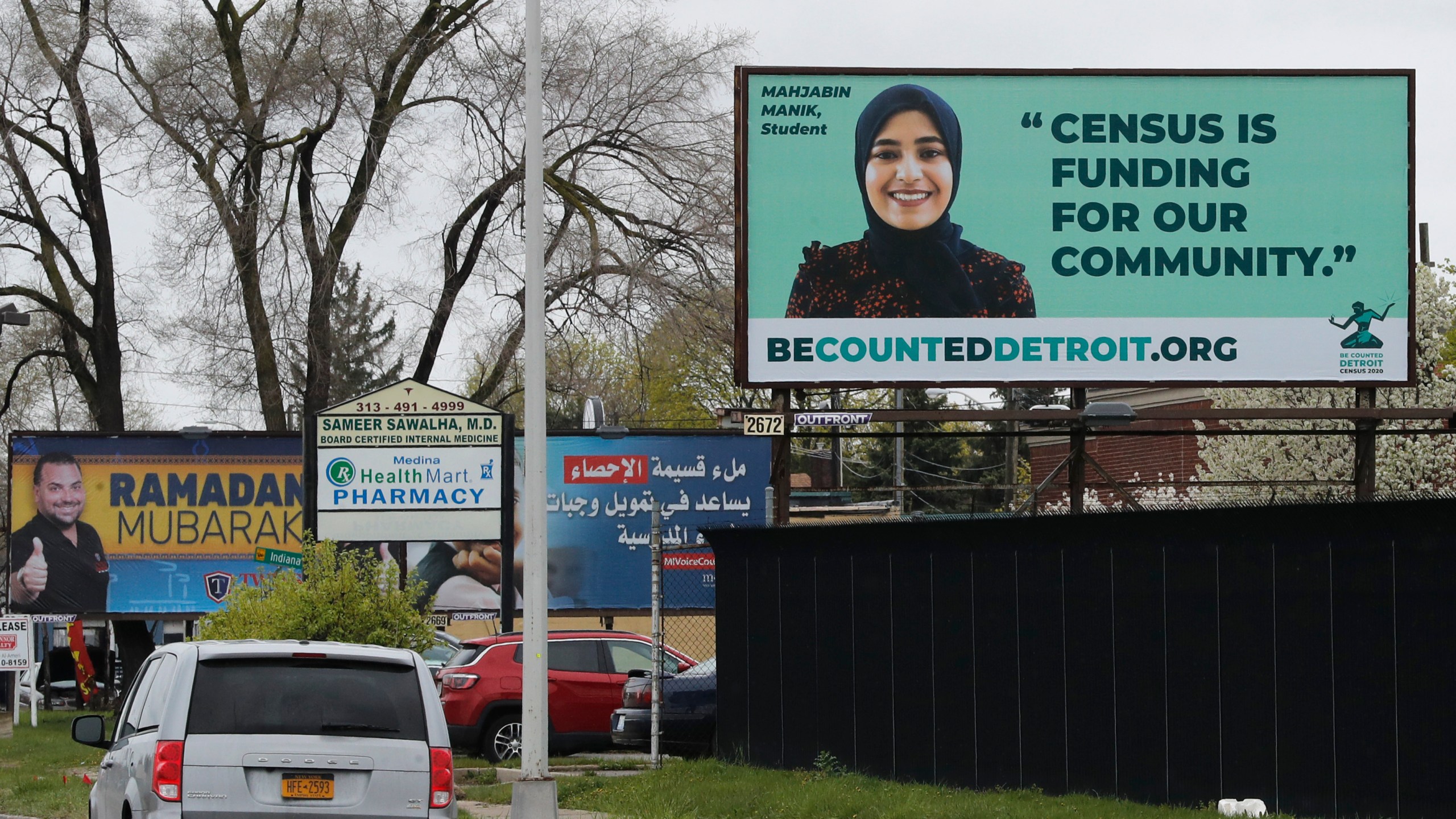 FILE - A billboard highlighting the 2020 Census is seen in Dearborn, Mich., on Thursday, April 30, 2020. (AP Photo/Carlos Osorio, File)