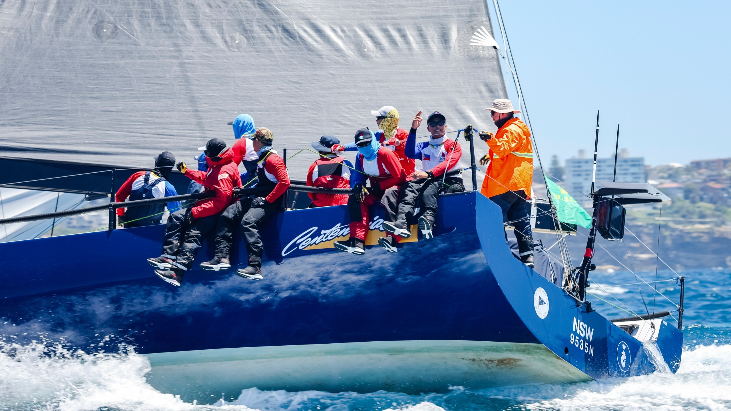 In this photo provided by Salty Dingo, Philippines entry Centennial sails towards the heads after the start of the Sydney to Hobart yacht race in Sydney, Thursday, Dec. 26, 2024. (Salty Dingo via AP)