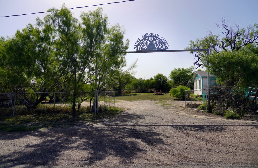 The property of the late Amada Cardenas, who was one of the first federally licensed peyote dealers, alongside her husband, to harvest and sell the sacramental plant to followers of the Native American Church, in Mirando City, Texas, Monday, March 25, 2024. (AP Photo/Jessie Wardarski)