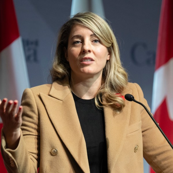 FILE - Canada's Minister of Foreign Affairs Melanie Joly responds to a question during a news conference in Ottawa, Nov. 1, 2024. (Adrian Wyld/The Canadian Press via AP, File)