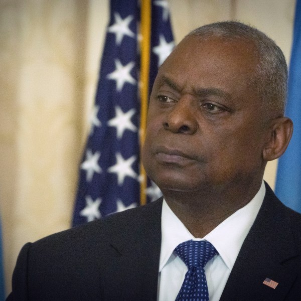 FILE - US Secretary of Defence Lloyd Austin makes a speech at Diplomatic Academy of Ukraine in Kyiv, Ukraine, Monday, Oct. 21, 2024. (AP Photo/Efrem Lukatsky, File)