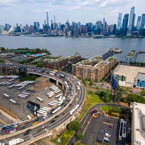 FILE - Motorists travel in and out of the Lincoln Tunnel between midtown Manhattan in New York and New Jersey, in Weehawken, N.J., May 12, 2023. (AP Photo/Ted Shaffrey, File)