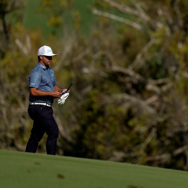 Rafael Campos, of Puerto Rico, walks to his ball on the fourth fairway during the first round of The Sentry golf event, Thursday, Jan. 2, 2025, at Kapalua Plantation Course in Kapalua, Hawaii. (AP Photo/Matt York)