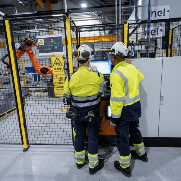 FILE - Employees work at a facility for the Norwegian company Nel in Heroya, Norway, on April 20, 2023. (AP Photo/Trond R. Teigen, File)