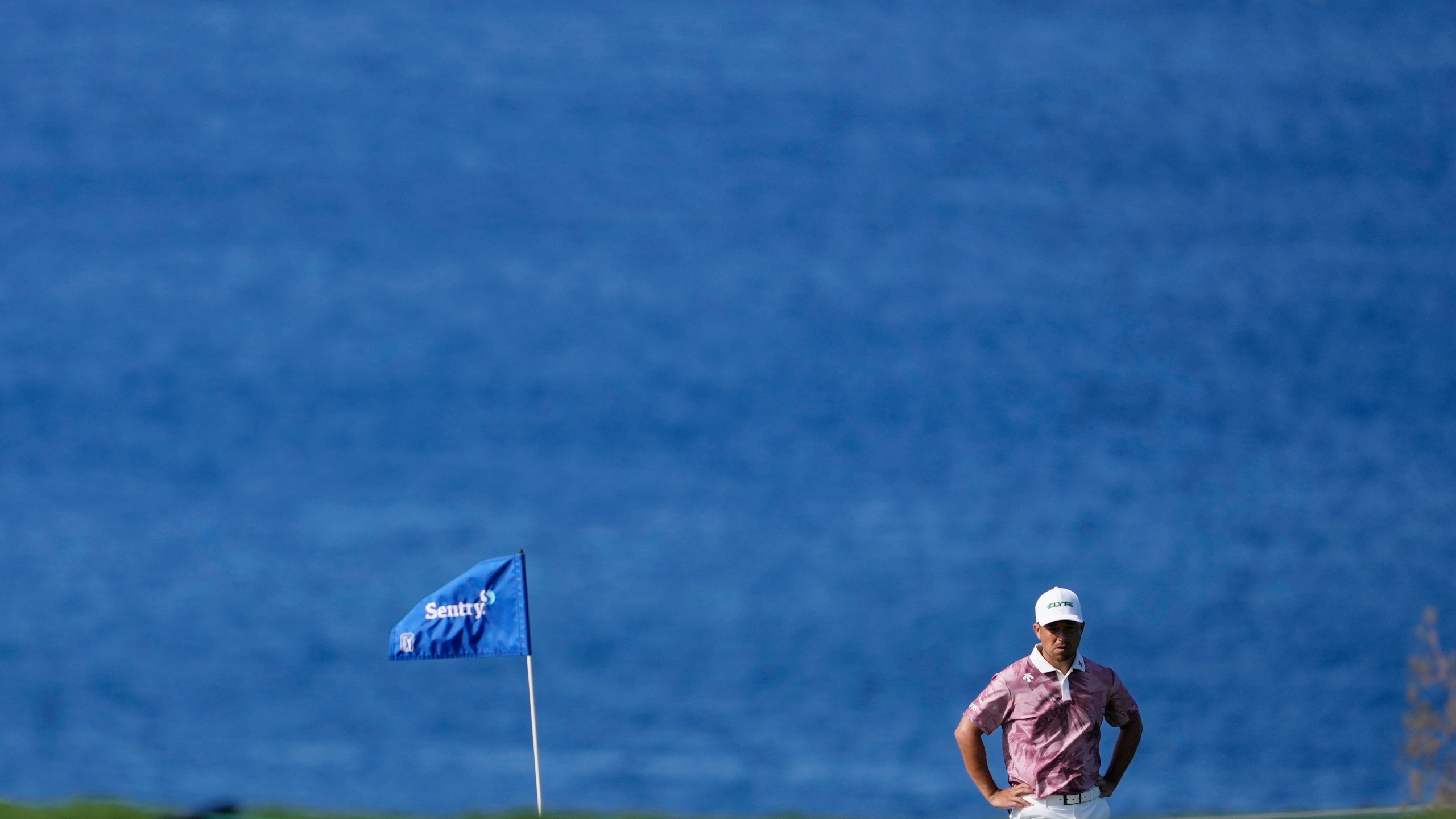 Xander Schauffele waits to hit at the 12th hole during the second round of The Sentry golf event, Friday, Jan. 3, 2025, at the Kapalua Plantation Course in Kapalua, Hawaii. (AP Photo/Matt York)