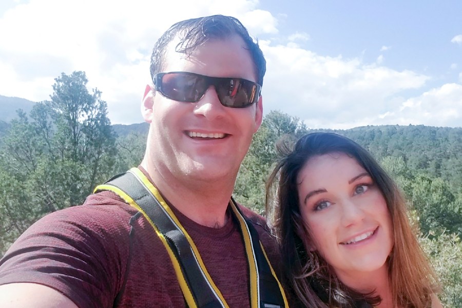 This undated photo provided by Alicia Arritt, shows her with former Army Special Forces soldier Matthew Livelsberger, who died by suicide in a Cybertruck that exploded in front of a Trump hotel in Las Vegas on New Years Day, Wednesday, Jan. 1, 2025. (Alicia Arritt via AP)