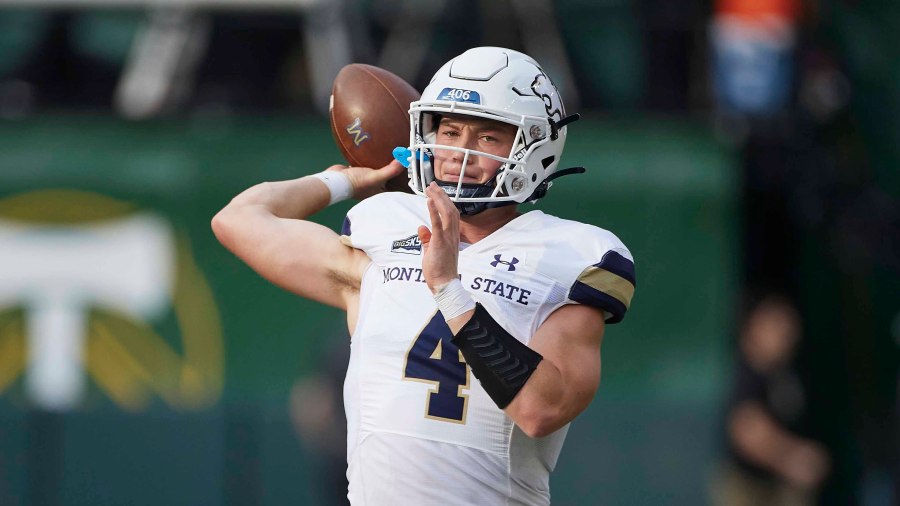 FILE - Montana State quarterback Tommy Mellott throws the ball during the first half of an NCAA college football game in Portland, Ore., Saturday, Sept. 17, 2022. (AP Photo/Craig Mitchelldyer, File)