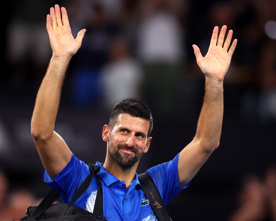 Serbia's Novak Djokovic reacts after losing his match against USA's Reilly Opelka at the Brisbane International, in Brisbane, Australia, Friday, Jan. 3, 2025. (AP Photo/Pat Hoelscher)