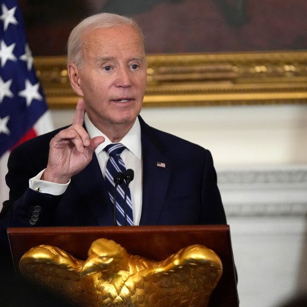 President Joe Biden speaks at a reception for new Democratic members of Congress in the State Dining Room of the White House, Sunday, Jan. 5, 2025, in Washington. (AP Photo/Manuel Balce Ceneta)