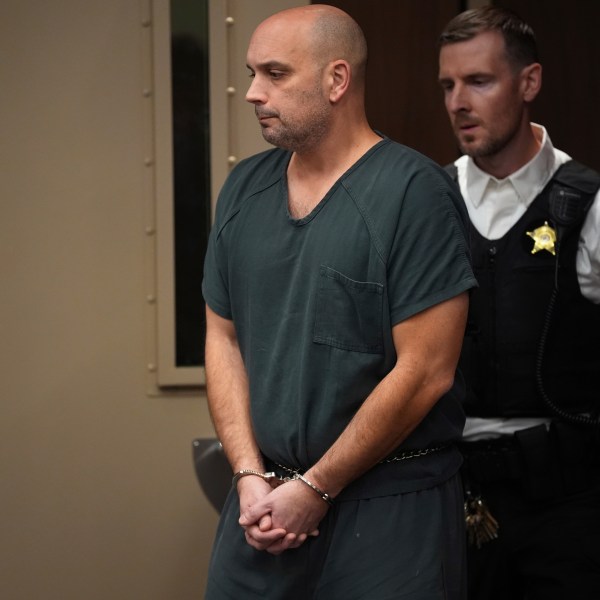 FILE - Sean M. Higgins, the driver charged with killing NHL hockey player Johnny Gaudreau and his brother Matthew as they bicycled on a rural road, appears at the county courthouse in Salem, N.J., Nov. 12, 2024(AP Photo/Matt Slocum, File)