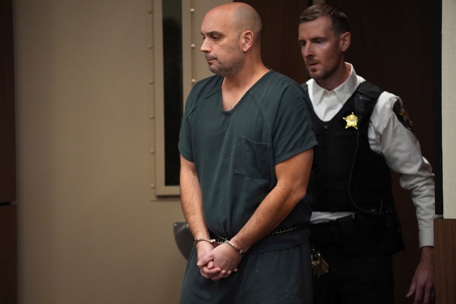 FILE - Sean M. Higgins, the driver charged with killing NHL hockey player Johnny Gaudreau and his brother Matthew as they bicycled on a rural road, appears at the county courthouse in Salem, N.J., Nov. 12, 2024(AP Photo/Matt Slocum, File)