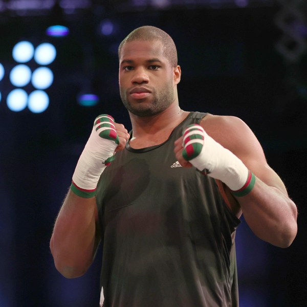 FILE - Britain's Daniel Dubois poses for the cameras after taking part in a boxing workout at the BT Sport studios, QEII Olympic Park in London, Nov. 29, 2022. (AP Photo/Ian Walton, File)