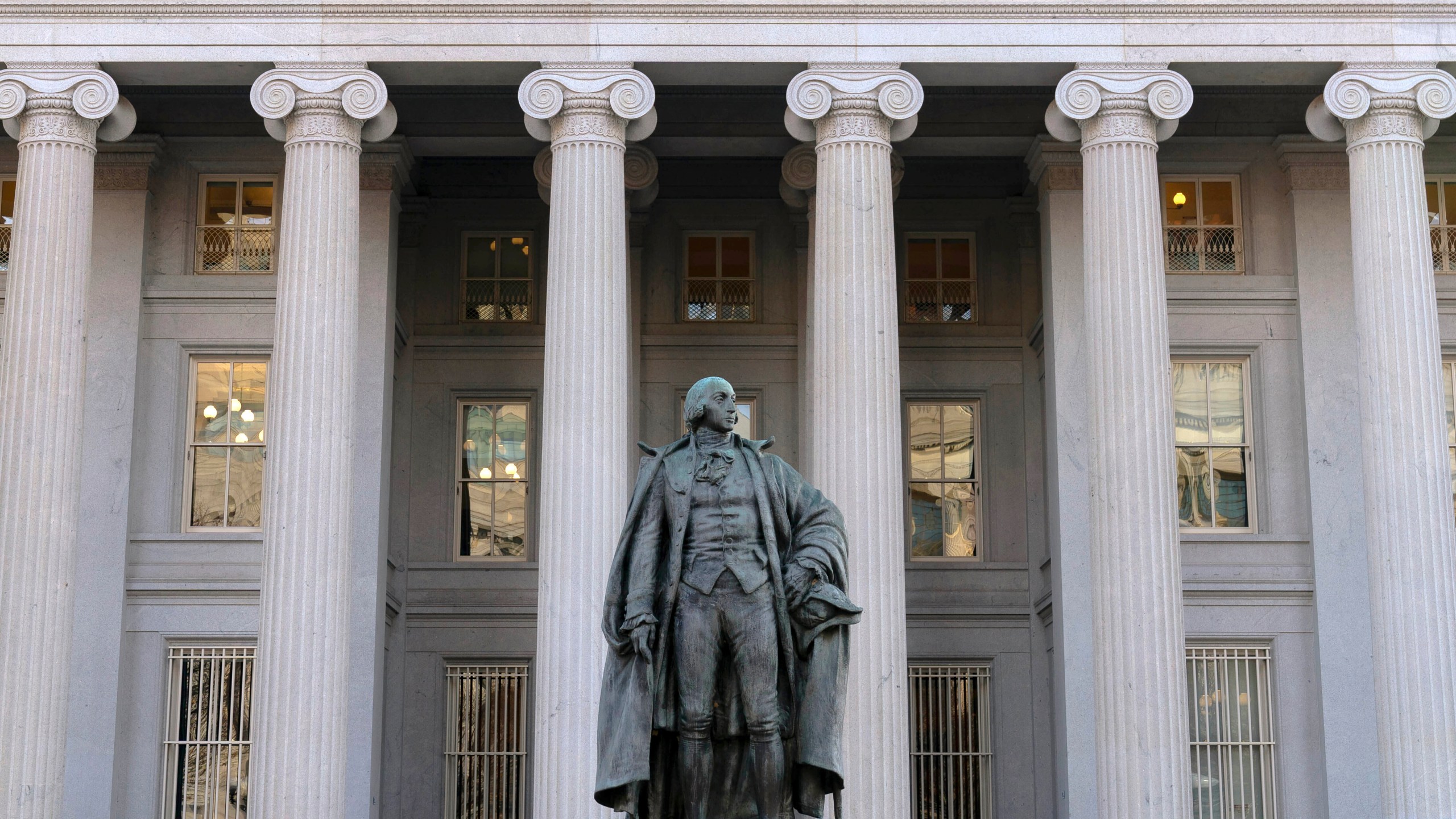 FILE - The U.S. Department of the Treasury building is seen in Washington, Nov. 18, 2024. The U.S. Treasury Department announced that it is expanding sanctions against the Russian energy sector for it’s nearly three-year old war in Ukraine. (AP Photo/Jose Luis Magana, File)