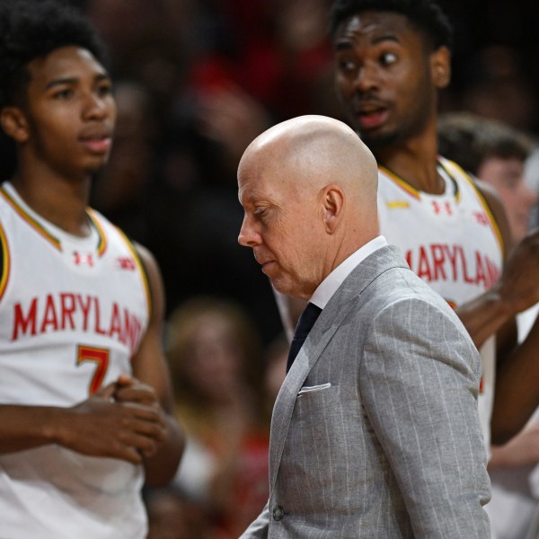 UCLA head coach Mick Cronin walks off the court after being ejected during the second half of an NCAA college basketball game Maryland, Friday, Jan. 10, 2025, in College Park, Md. (AP Photo/Terrance Williams)