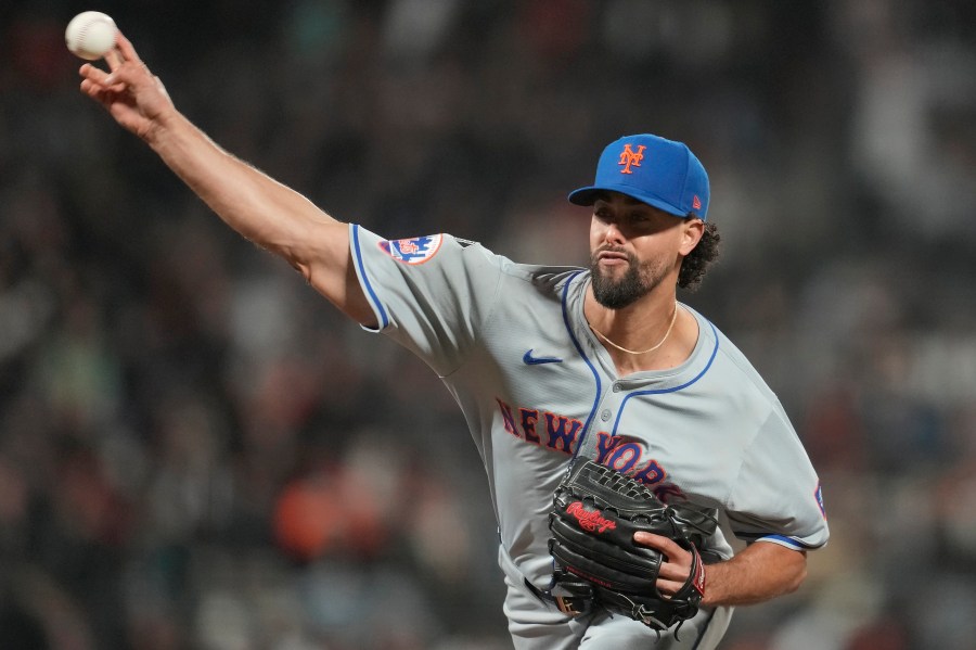 FILE - New York Mets' Jorge López during a baseball game against the San Francisco Giants in San Francisco, Monday, April 22, 2024. (AP Photo/Jeff Chiu, File)