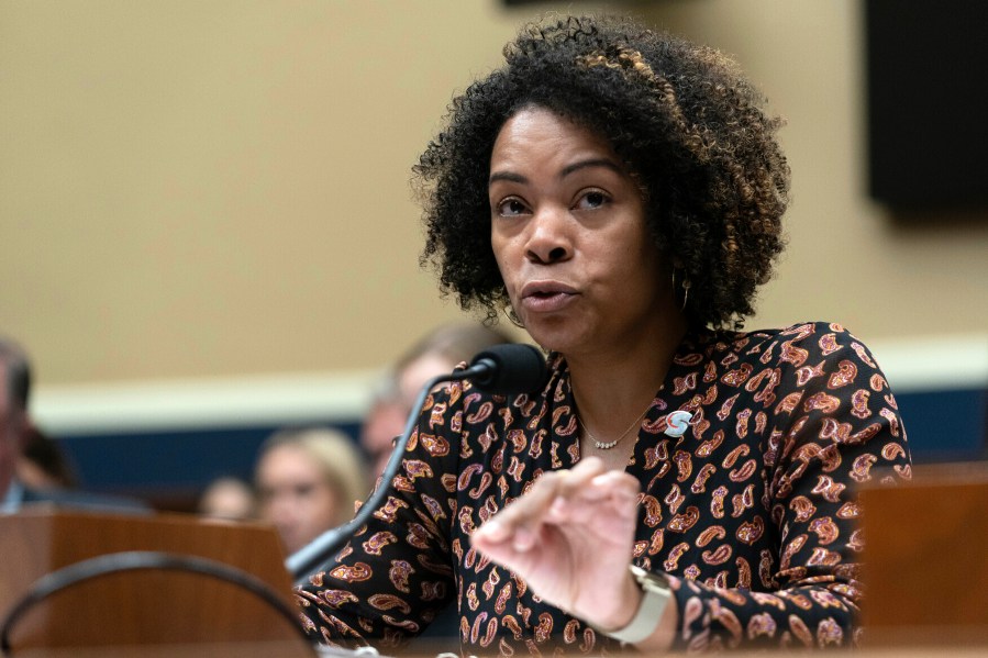 FILE - U.S. Center for SafeSport CEO Ju'Riese Colón testifies during The Commission on the State of U.S. Olympics and Paralympics hearing on Capitol Hill in Washington, Wednesday, Sept. 6, 2023. (AP Photo/Jose Luis Magana, File)