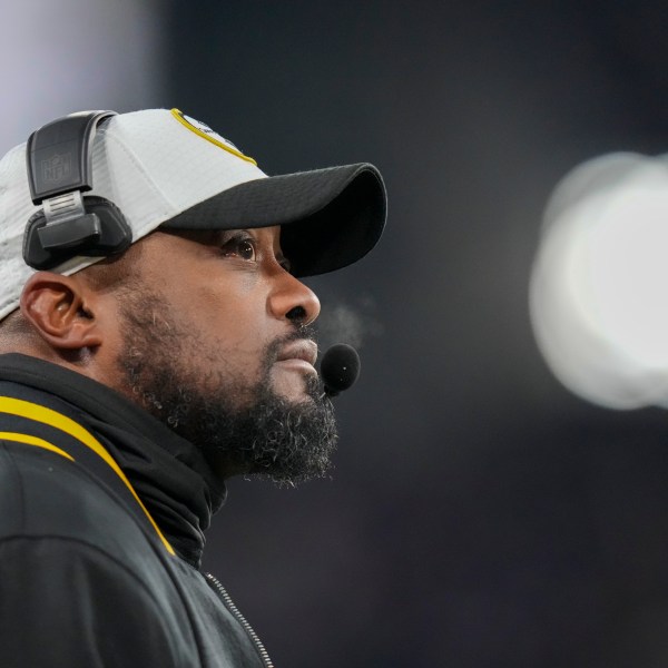 Pittsburgh Steelers head coach Mike Tomlin looks on during the first half of an NFL wild-card playoff football game against the Baltimore Ravens, Saturday, Jan. 11, 2025, in Baltimore. (AP Photo/Stephanie Scarbrough)