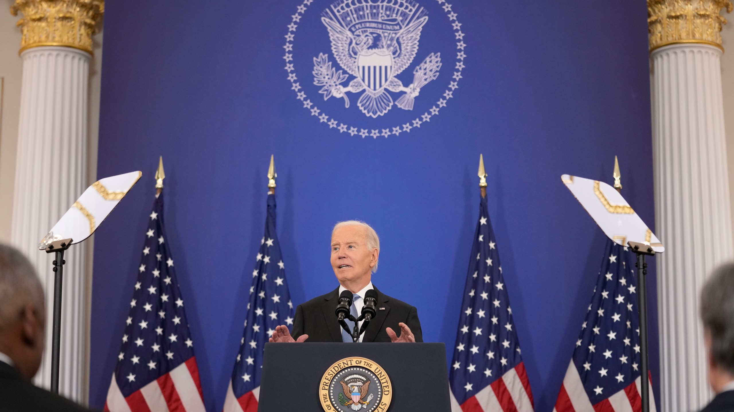 President Joe Biden speaks about foreign policy during a speech at the State Department in Washington, Monday, Jan. 13, 2025. (AP Photo/Susan Walsh)