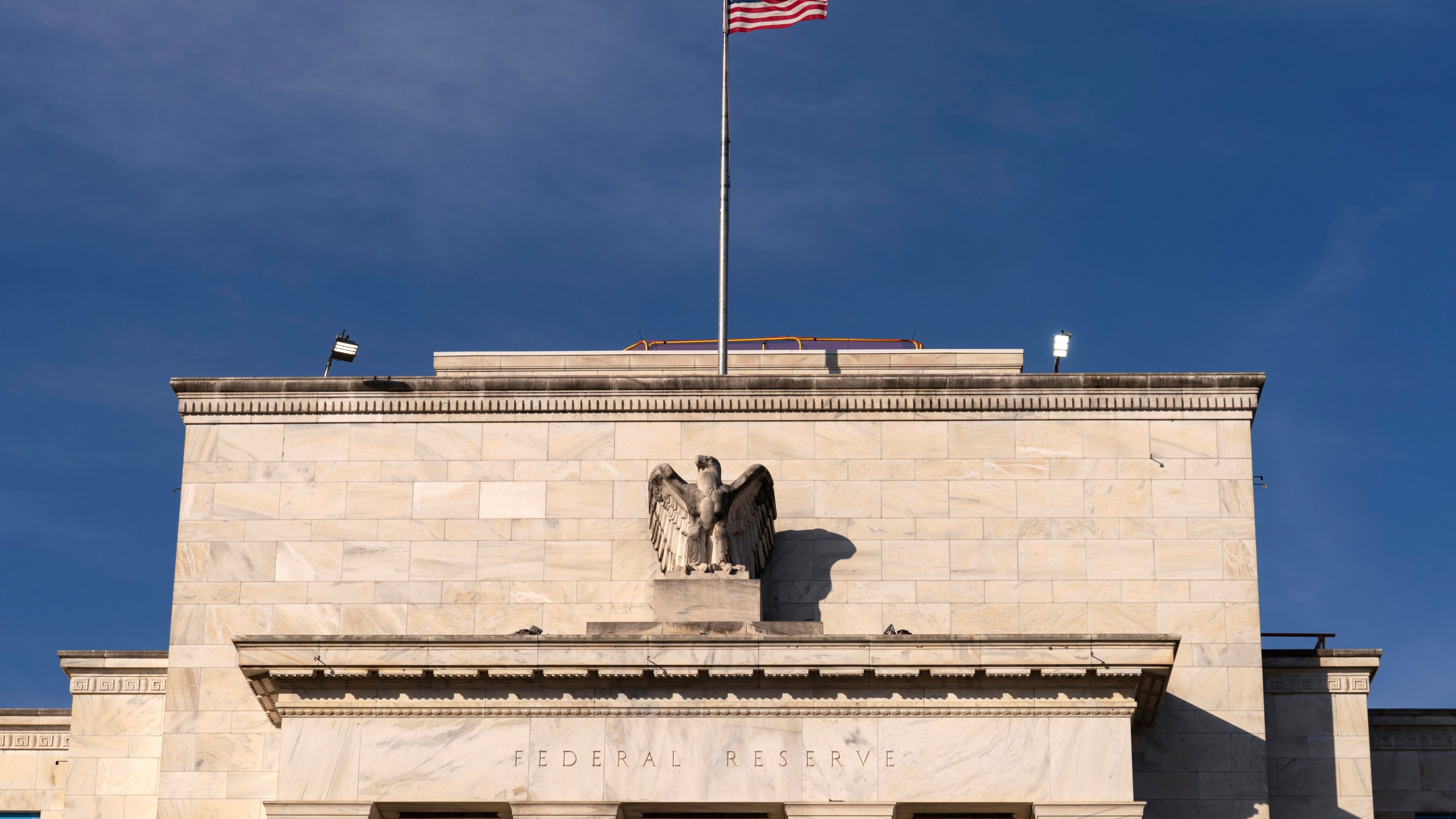 FILE - The Marriner S. Eccles Federal Reserve Board Building in Washington, Nov. 18, 2024. (AP Photo/Jose Luis Magana, File)