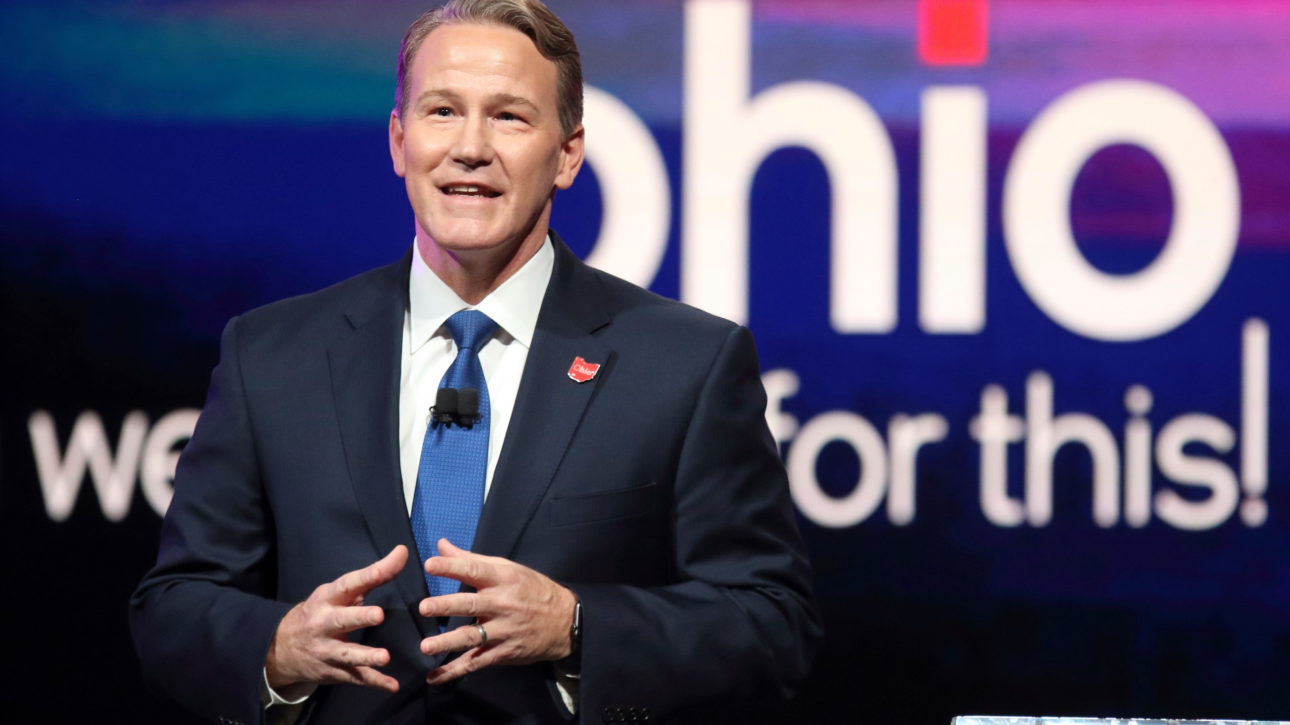 FILE - Ohio Lieutenant Governor Jon Husted speaks during a news conference, Jan. 21, 2022 in Newark, Ohio. (AP Photo/Paul Vernon, File)