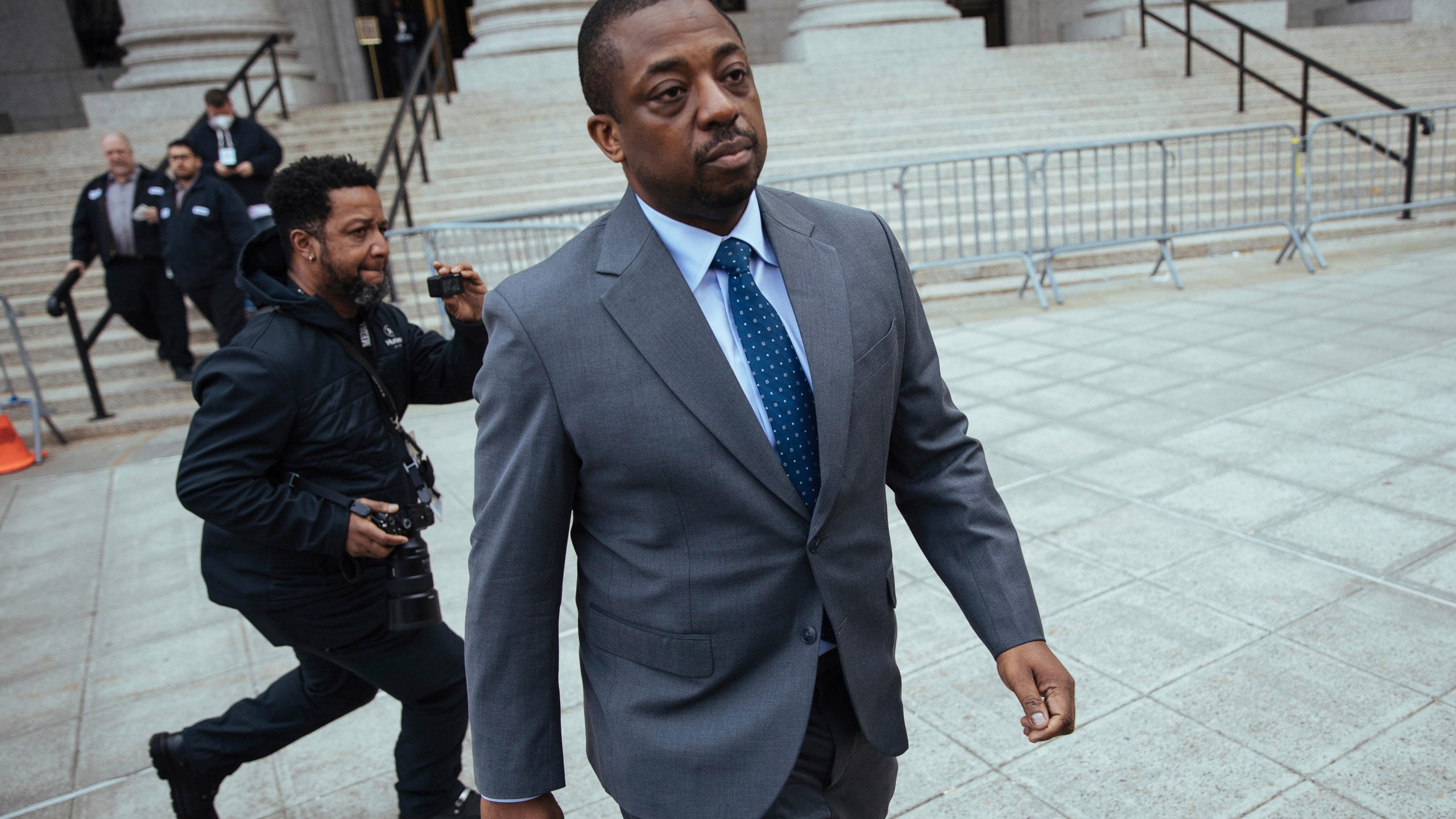 FILE - Former New York Lieutenant Governor Brian Benjamin leaves a hearing in federal court in New York, April 18, 2022. (AP Photo/Kevin Hagen, File)