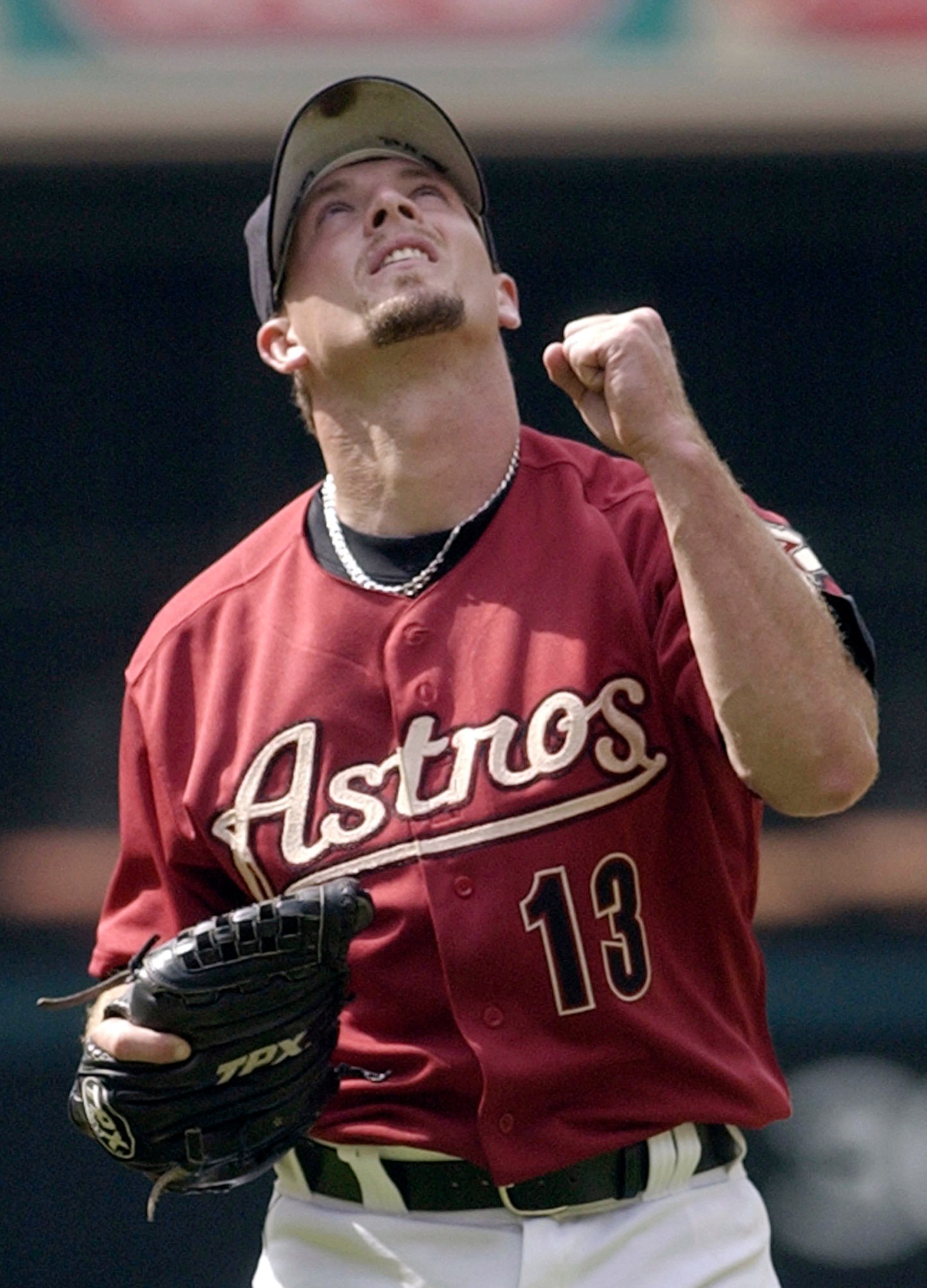 FILE - Houston Astros' Billy Wagner reacts after the final out against the San Francisco Giants in the ninth inning Sunday, April 21, 2002 in Houston. (AP Photo/David J. Phillip, File)