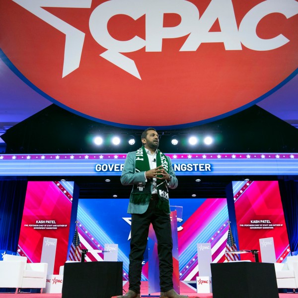 FILE - Former Pentagon Chief of Staff Kash Patel speaks during the Conservative Political Action Conference, CPAC 2024, at the National Harbor, in Oxon Hill, Md., Feb. 23, 2024. (AP Photo/Jose Luis Magana, File)