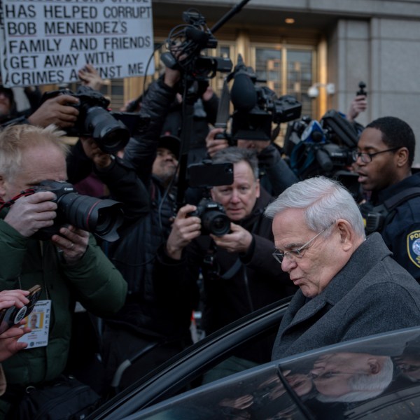 Former U.S. Sen. Bob Menendez, D-N.J., departs Manhattan federal court after his sentencing on a bribery conviction, Wednesday, Jan. 29, 2025, in New York. (AP Photo/Julia Demaree Nikhinson)