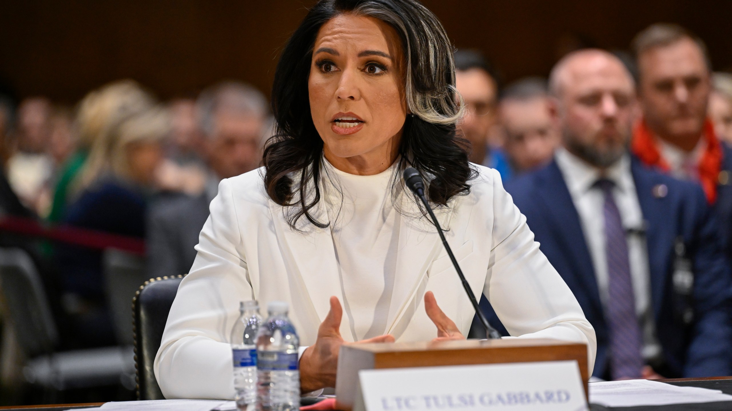 Tulsi Gabbard, President Donald Trump's choice to be the Director of National Intelligence, arrives to appear before the Senate Intelligence Committee for her confirmation hearing on Capitol Hill Thursday, Jan. 30, 2025, in Washington. (AP Photo/John McDonnell)