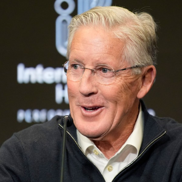 Las Vegas Raiders head coach Pete Carroll attends a news conference Monday, Jan. 27, 2025, in Henderson, Nev. (AP Photo/John Locher)